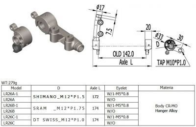 Cast dropout thru axle with eyelett.