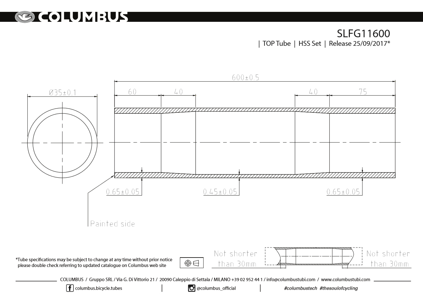 HSS Top Tube 35mm