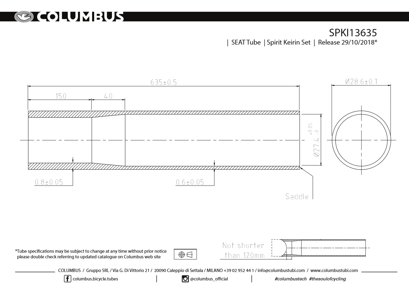 Spirit Keirin Seat Tube