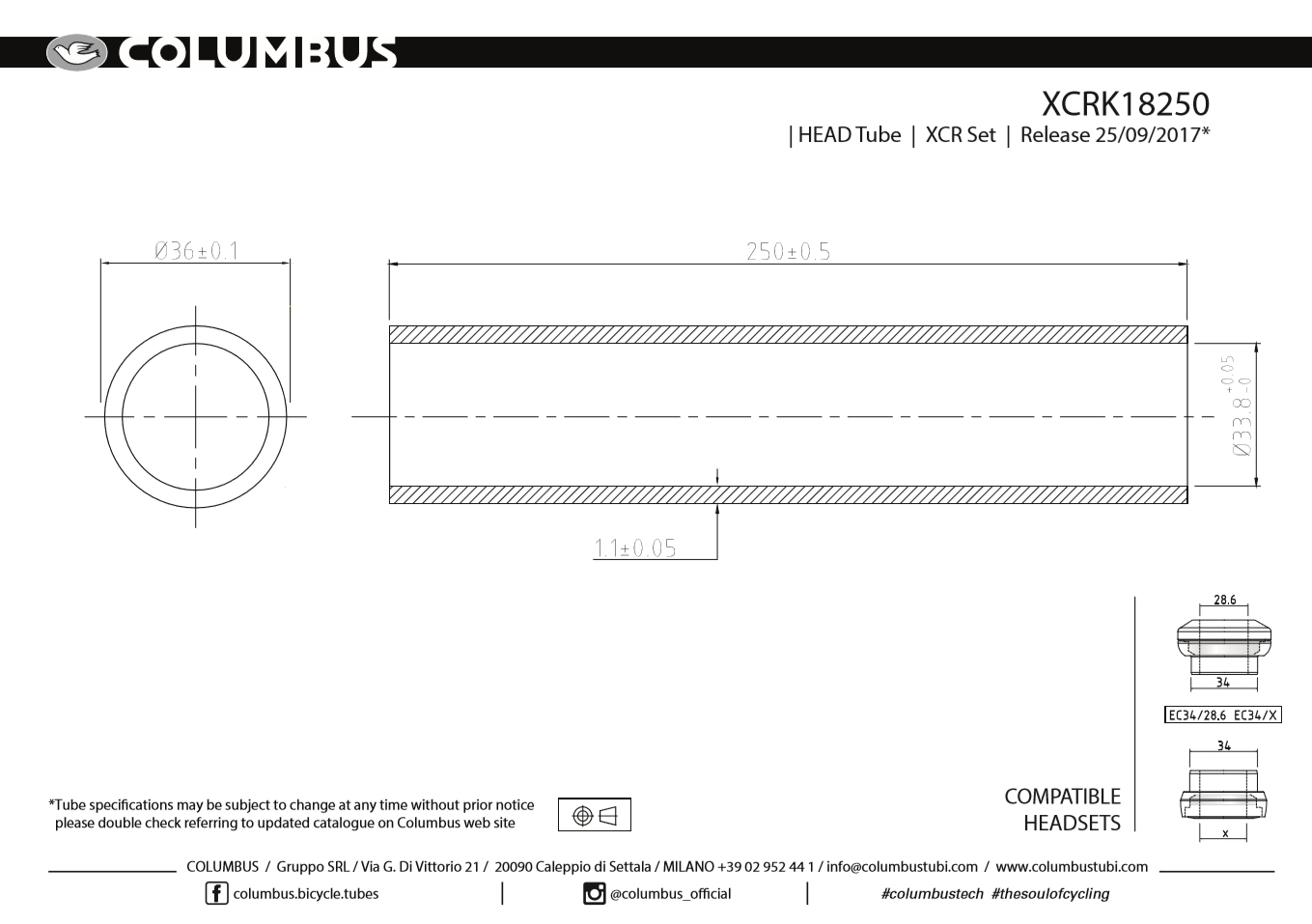 XCR Head Tube 36mm