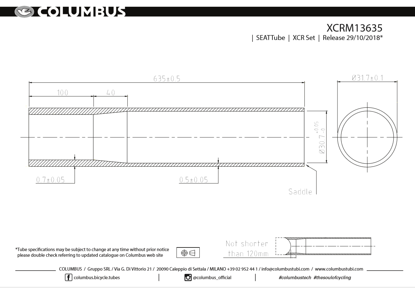 XCR Seat Tube 31.7