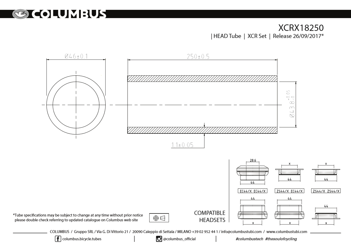 XCR Head Tube 46mm
