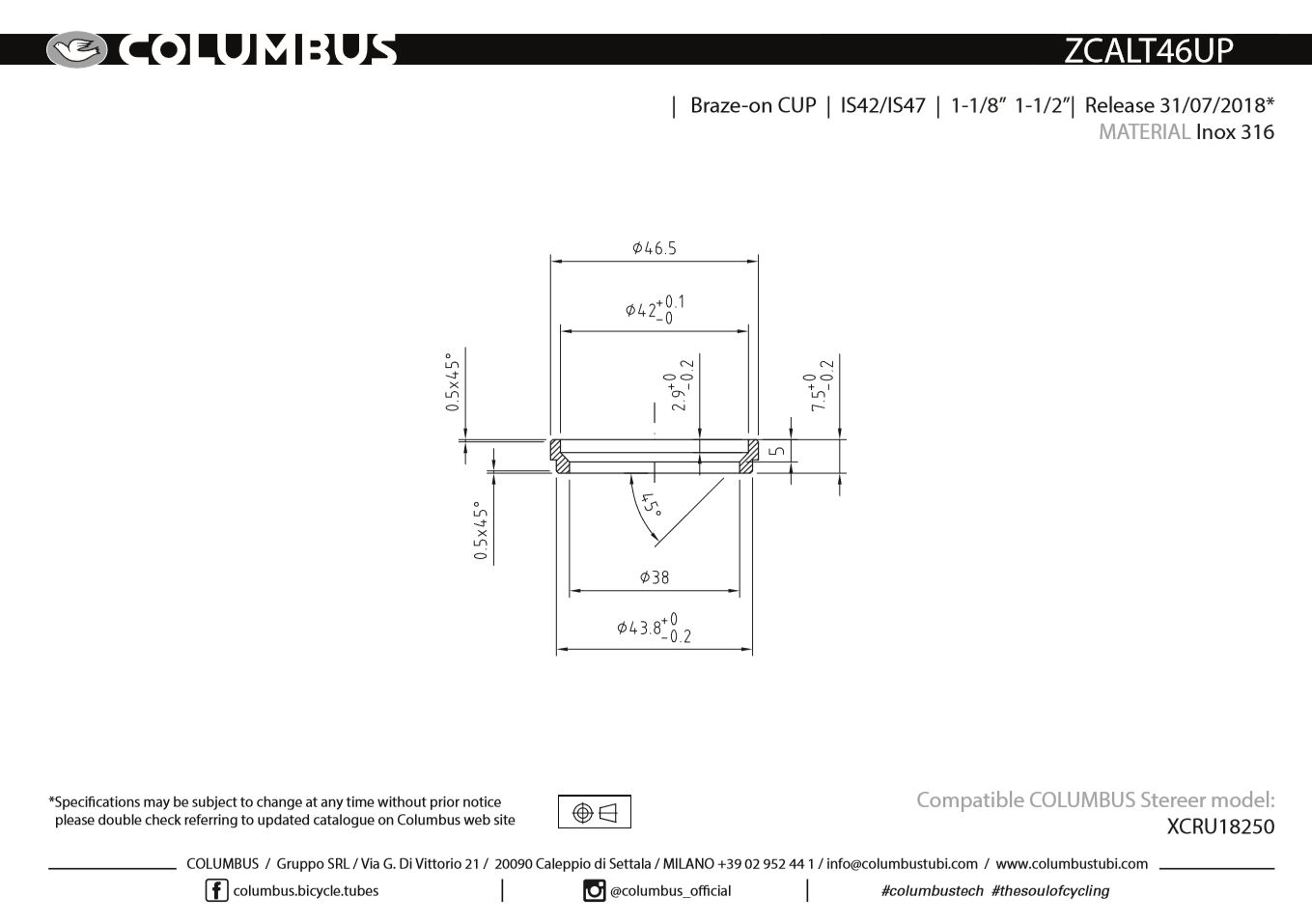XCR Upper Head Ring stainless