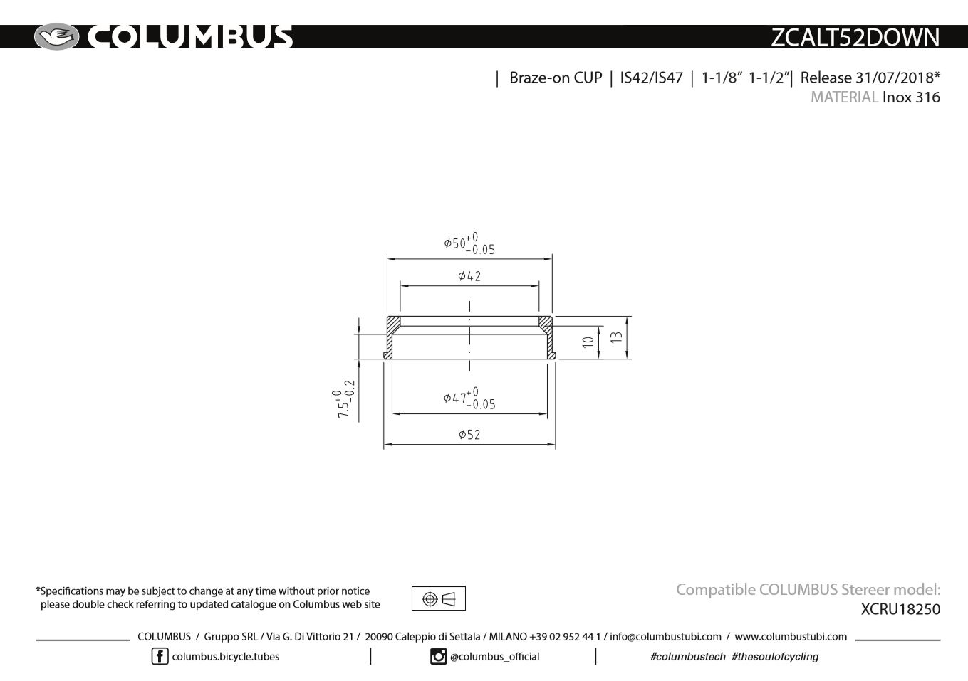 XCR Bottom Head Ring stainless