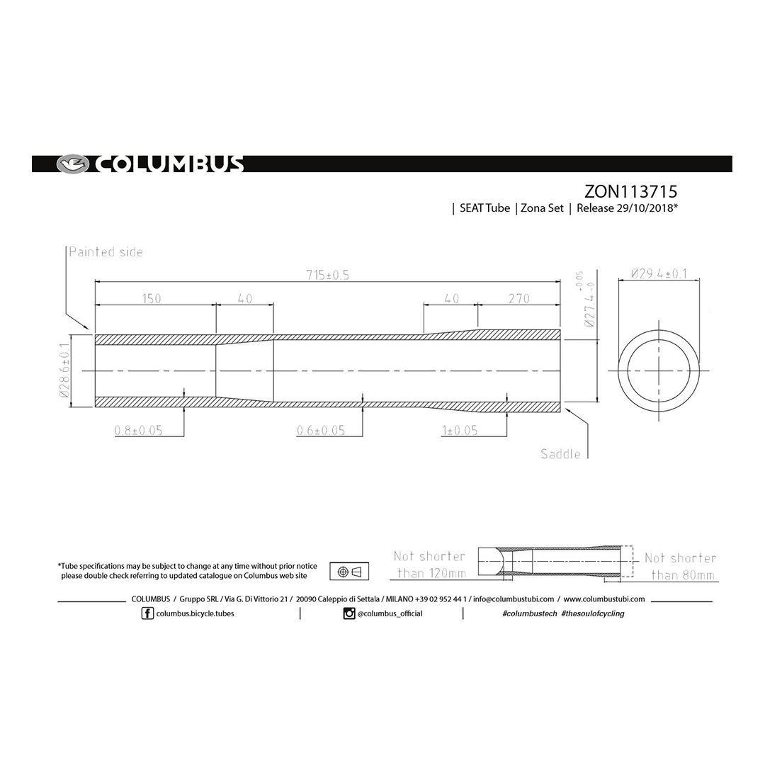 Zona Seat Tube 715mm EX