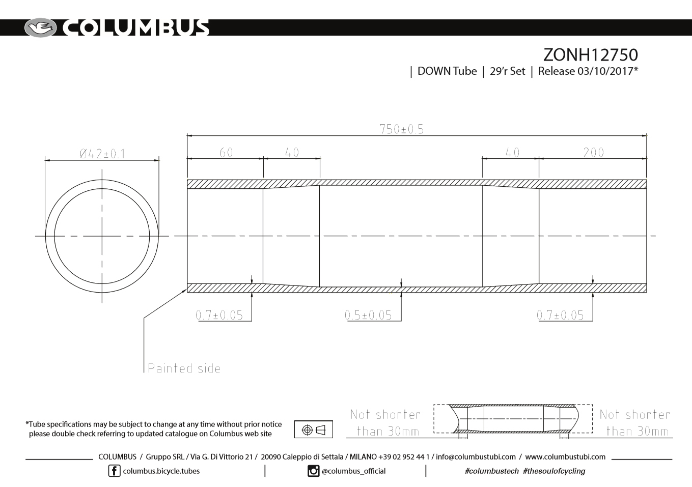 Zona Down Tube 42mm