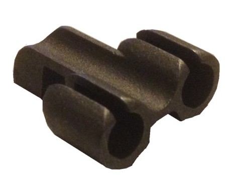 Cast double cable stop with hose guide